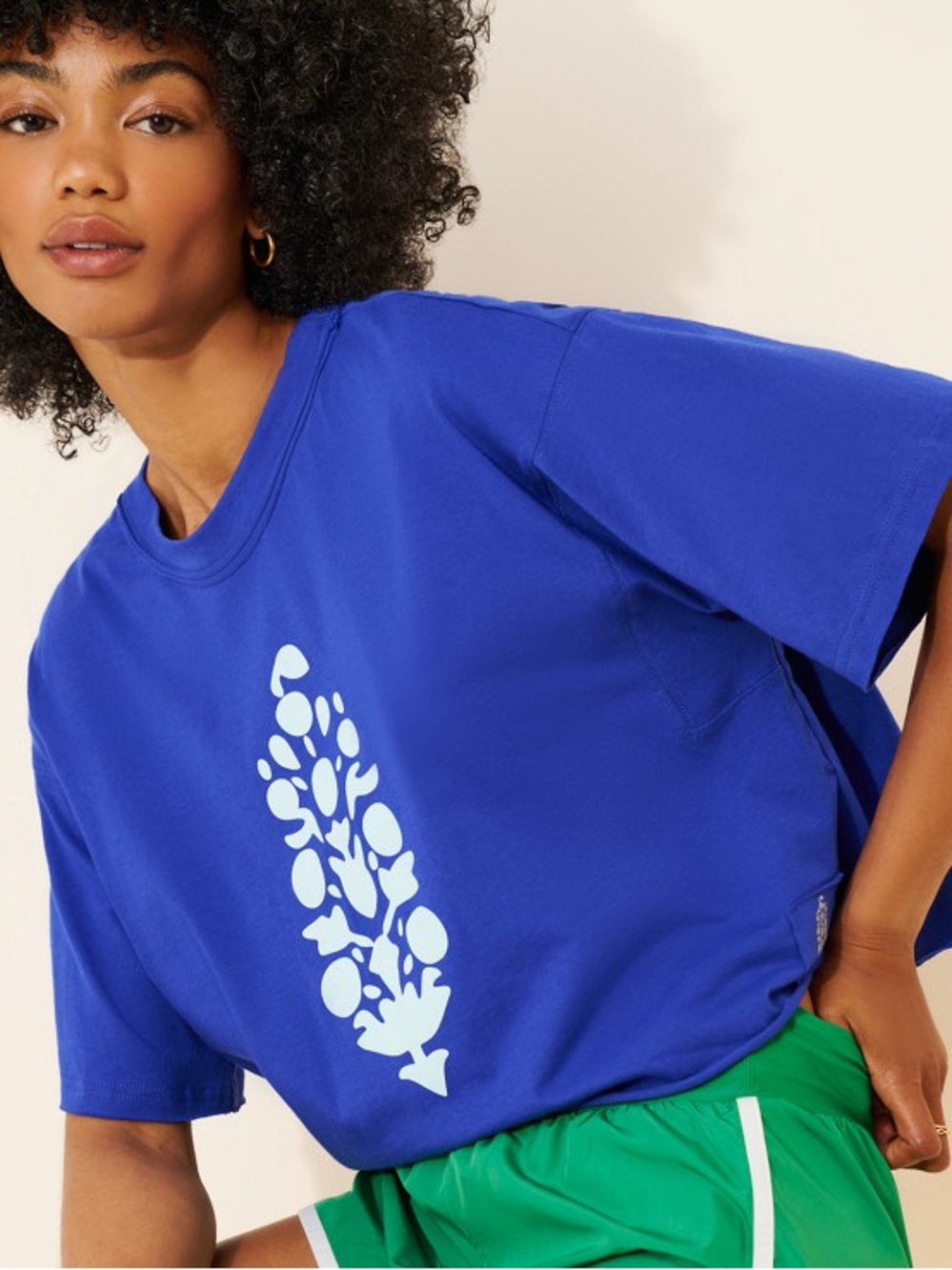 Free People Movement Inspire Buti Logo Crop T-Shirt Blue XS